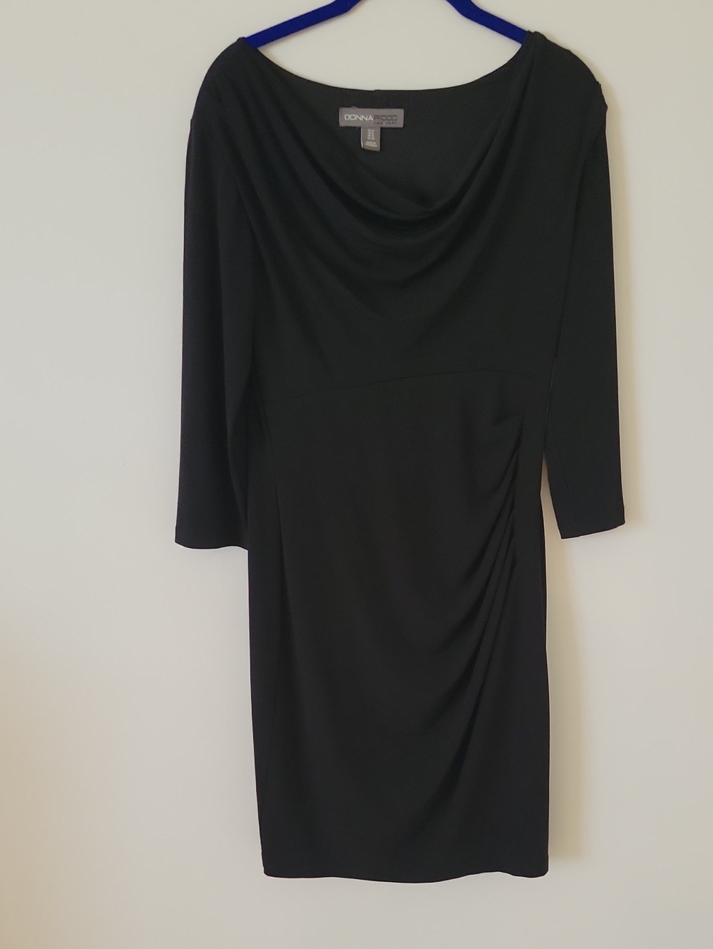 Donna Ricco New York Black Ruched Dress Size 8 Y2K,minimalist Goth Elegant